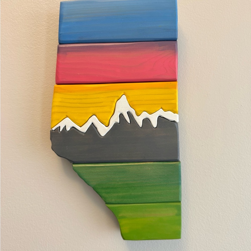 Colorful Mountain Wood Wall Art